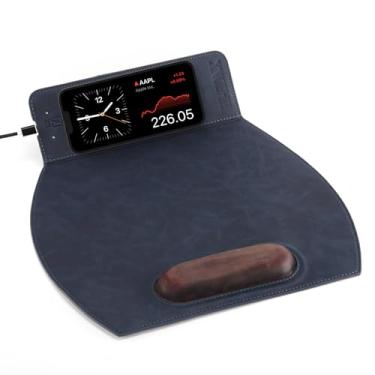 Imagem de Mouse pad magnético sem fio com design ergonômico, mousepad com suporte de pulso, mouse dobrável com descanso de pulso e base antiderrapante para computador, laptop, escritório e casa, 35,5 x 30,7 cm,