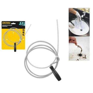 Imagem de Cabo Desentupidor Flexível Giratório 1,3m P/ Pia Ralo Esgoto Vaso Cano