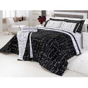 Imagem de Kit Edredom Te Amo Casal Queen Dupla - Face 5 Peças Percal Algodão 150