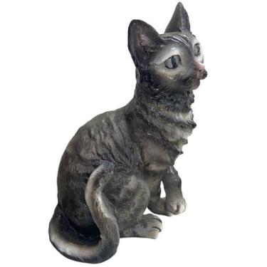 Imagem de Escultura em Resina Estatueta Decorativa Forma de Gato Sentado Realist