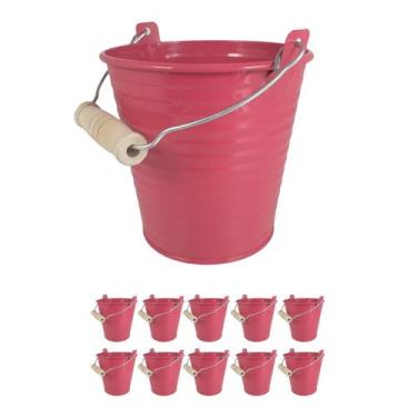 Imagem de Kit 10 Mini Balde Cachepot metal decoração festa Rosa Esc - Rio Tijuca