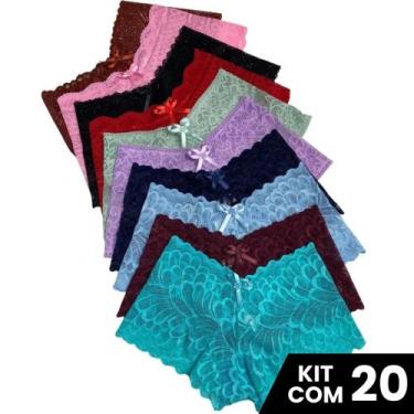 Imagem de Kit 20 Calcinhas Caleçon Shortinho Renda Sexy Confortável Com Forro Al