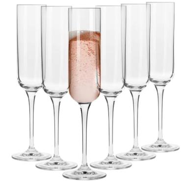 Imagem de Krosno Copo de cristal para taça de champanhe, conjunto de 6, coleção Glamour, taças de champanhe elegantes e finas para Prosecco, vinho espumante, champanhe e mimosas, pode ser lavado na lava-louças,