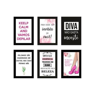 Imagem de Kit Quadros Depilação Salão Estética Pernas 6 Peças 20x28cm - CAMALEÃO