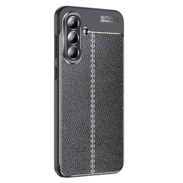 Imagem de CruzerLite Capa feita para Samsung Galaxy A56, capa com design de textura de fibra de carbono, antiarranhões, absorção de choque, capa para Samsung Galaxy A56 5G (couro preto)