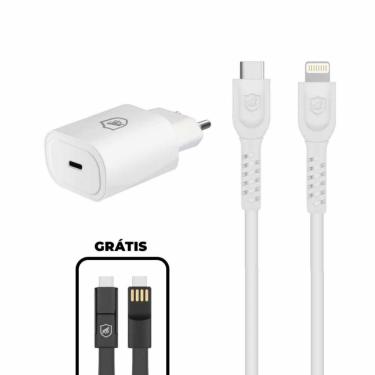 Imagem de Kit Carregador Turbo Tipo C + Cabo Dual Shock Tipo C / Lightning + Cabo de Brinde - Gshield