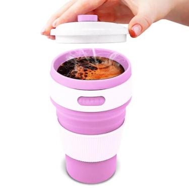Imagem de Copo Retratil de Silicone 350ml Dobravel C/ Tampa Portatil - Dolce Hom