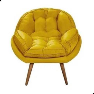 Imagem de Poltrona California Para Sala Veludo de Amamentação do Papai - Fina Mo