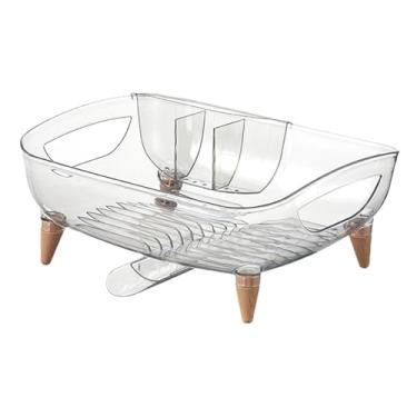 Imagem de IEUDNS Prato de cozinha rack de secagem prato secador rack gadget multiuso placas compactas tigela escorredor prato escorredor rack utensílio rack de, Transparente