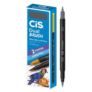 Imagem de Marcador Artístico Aquarelável Dual Brush, CIS, Cinza 9C, Caixa com 10 unidades
