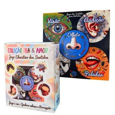 Imagem de Jogo Dos 5 Sentidos Desafio Educativo Sensorial Em Mdf - Coleção Tea &