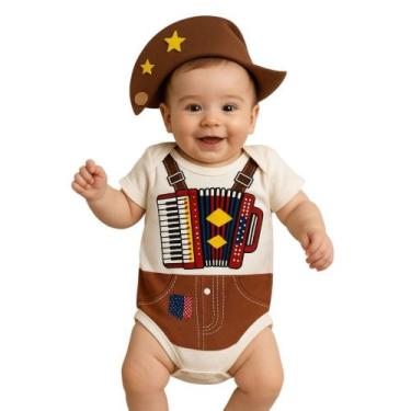 Imagem de Body Bebe Menino Lampião + Chapéu Cangaceiro - Festa Junina - Rl, G