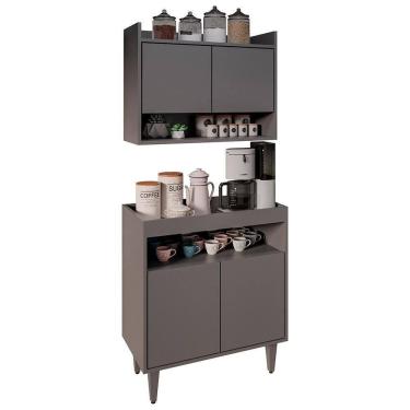 Imagem de Armário Aéreo Ceci E Balcão Aparador Buffet Lice Z34 Grafite - Mpozenato