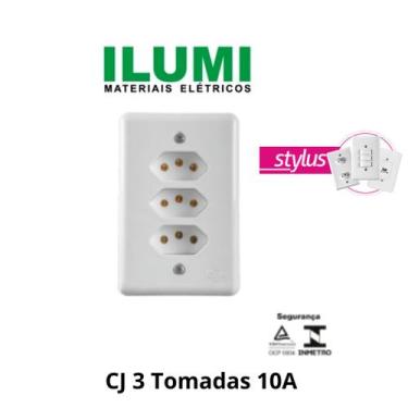 Imagem de Tomada Tripla Stylus 10A Branca  ILUMI