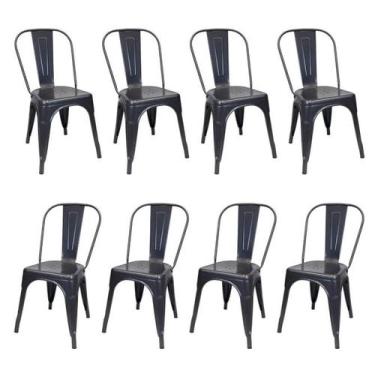 Imagem de Kit 8 Cadeiras Tolix Industrial Aço Reforçado Empilhavel Preto - DECOR