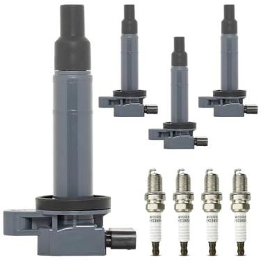 Imagem de DEAL AUTO ELECTRIC PARTS Novo Conjunto De 4 Bobinas Ignição Uf316 + Velas Irídio Duplo Compatíveis Com Xa Xb 2004-2006, Echo 2000-2005, Prius 2001-2009, Yaris 1.5L L4 2006-2018