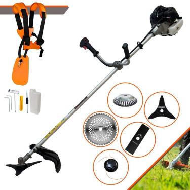 Imagem de Roçadeira Aparador de Grama À Gasolina CG430B 43cc 1,7HP Com Carretel e Faca 2 Pontas + EXTRA Faca 3 Pontas, Faca 40 Dentes e Disco Escova de Aço