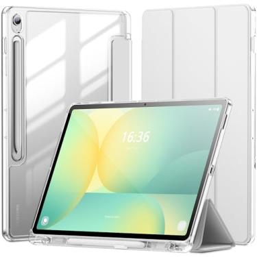 Imagem de INFILAND Capa protetora para Galaxy Tab S10 FE Plus (2025) de 13,1 polegadas, fina, três dobras, transparente, com suporte para caneta S para tablet Samsung Galaxy S10 FE+ (prata)
