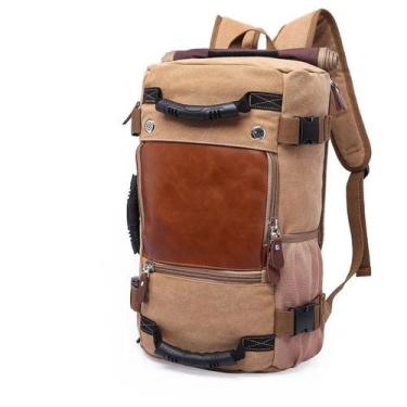 Imagem de Mochila de Lona e Couro Multifuncional Impermeável Premium para Campin