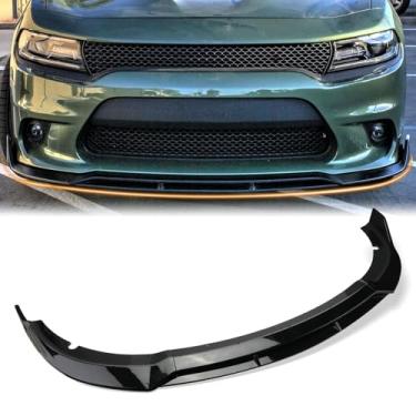Imagem de Spoiler do para-choque dianteiro do carro peça de modificação do difusor de lábios compatível com carregador SRT 2015-2022 acessórios de capa protetora de para-choque (preto brilhante)