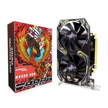 Imagem de AISURIX Placa gráfica RX 550 4 GB LP GDDR5 128 bits placa de vídeo para computador com portas HDMI/DVI DirectX 12 PCI Express 3.0 X8 GPU placa gráfica para jogos PC