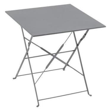 Imagem de Mesa Dobrável Quadrada Jardim Varanda 70X70Cm Em Aço Cinza - Naterial