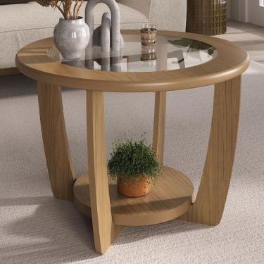 Imagem de Mesa de Centro Dubai 100% Mdf com Vidro Carvalho - Pnr Móveis, Marrom,