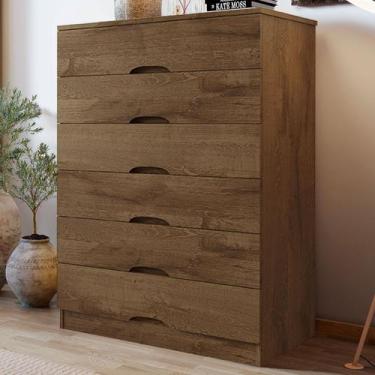 Imagem de Cômoda Sevilha 6 Gavetas Braúna - Mademarques, Marrom, Moderno