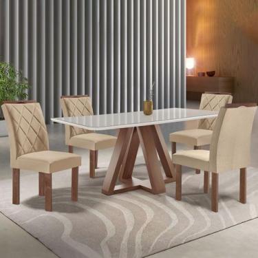 Imagem de Mesa de Jantar 4 Lugares Kyra/Arthus com Vidro Chocolate/Off White/Sue