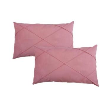 Imagem de Par Capa De Almofada Retangular Suede Drapeada Baguete 30x50 - Enxovai