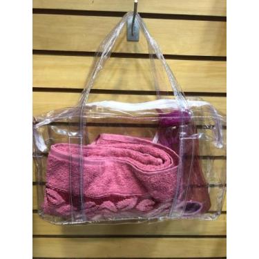 Imagem de sacola praia bolsa plástica alça transparente com zíper (p m g) - prin