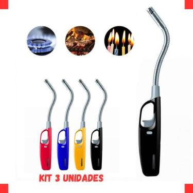 Imagem de Kit 3 Isqueiro Acendedor de Forno Fogão Churrasqueira Carvão Fondue El