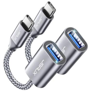 Imagem de Adaptador USB C para USB Cabo JSAUX USB 3.0 OTG pacote com 2