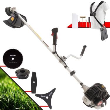 Imagem de Roçadeira Multifunções Kawashima KW52LE Motor 2 Tempos 52cc 10.000rpm 2,5HP de Potência Com Carretel e Faca 3 Pontas + Faca 2 Pontas + Faca 80 Dentes