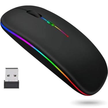 Imagem de Mouse Sem Fio Bluetooth e 2.4G RGB Recarregável Silencioso Ergonômico 1600DPI