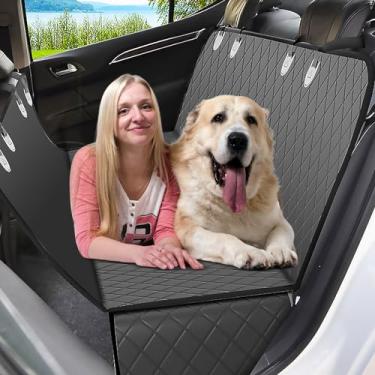 Imagem de Capa de assento de carro para cachorro, capa de assento de cachorro de tecido Oxford impermeável, resistente ao desgaste, capa de assento de rede lavável para cães com cinto de segurança, capa de