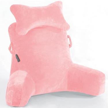 Imagem de Travesseiro de leitura extra grande para descanso de cama de 78,7 cm com rolo e braços removíveis para sentar na cama ou sofá - Travesseiro de leitura para leitura / assistir TV / jogar / relaxar