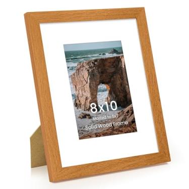 Imagem de Moldura para foto de 20,3 x 25,4 cm, de madeira maciça Iroko de 20,3 x 25,4 cm, para parede, ângulo reto, 20,3 x 25,4 cm, moldura fosca de 13 x 10, vidro temperado HD, para pendurar na parede vertical