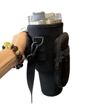 Imagem de Bolsa Porta Garrafas De Água Compatível Com Copo 40oz 1,2 Litro Para Celular Chaveiro Com Alça De Ombro Ajustável(Preto)