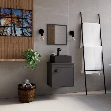 Imagem de Gabinete Banheiro Em Mdf Com Pia Cuba - Perugia Preto