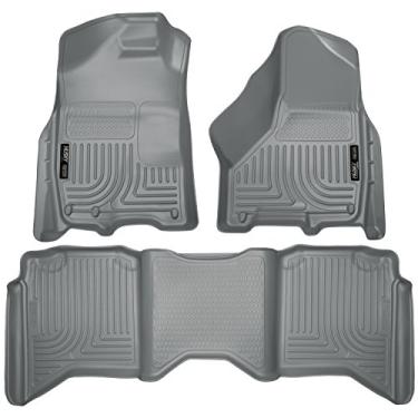 Imagem de Husky Liners Weatherbeater | Serve para Ram 1500 Crew Cab 2019-2022 (apenas corpo clássico), Ram 1500 Crew Cab, 10-18 2500, 3500 CC, frente e segunda fileira forros - cinza, 3 peças. | 99002
