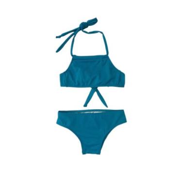 Imagem de Biquíni infantil feminino com proteção UV - GREEN BEANS, Azul petróleo