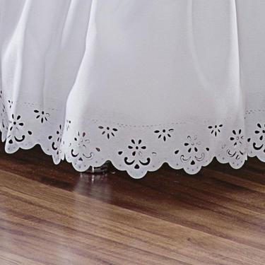 Imagem de Saia Babado Cama Solteiro Pérola Tecido Microfibra Acabamento Ultra Sônico - Branca