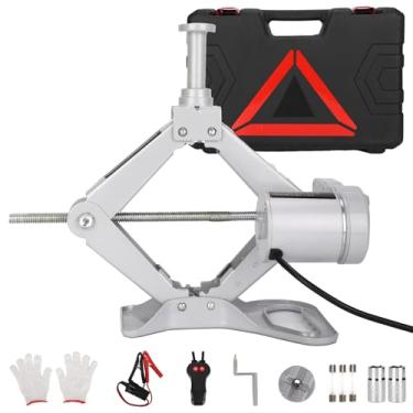 Imagem de Trihelper Macaco elétrico para carro – Kit de tomada de carro de 12 V para veículo de 3 toneladas elétrico, tesoura de elevação de carro para troca de pneu e emergências de estrada com estojo de transporte (cinza)