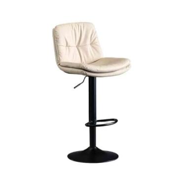 Imagem de hezhuhe2258 Cadeira de bar elevatória banco de bar 60-80 cm moderno simples banco de bar frente encosto cadeira leve luxo alto doméstico (branco)