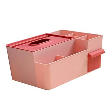 Imagem de Phefop Porta-guardanapos Elegante Com Grande Capacidade para Casa, Escritório, Cozinha, Banheiro, Capa de Tecido Facial de Plástico Durável para Sala de Estar (Rosa com Vermelho)
