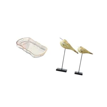 Imagem de Fenteer Bandeja Moderna para Servir Comida E Bandeja para Banheiro com Estátuas de Pássaros de Madeira, Estatuetas de Animais para Café Da Manhã E Decoração D