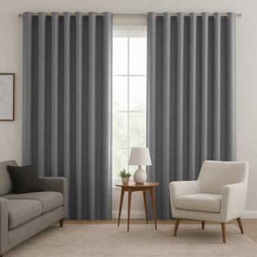 Imagem de Cortina De Tecido Blackout Janela Grande 4,00 x 2,80 Para Sala Quarto Escritório (CINZA)