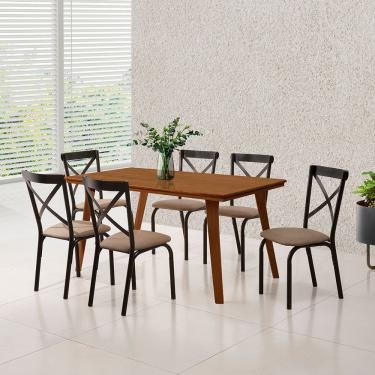 Imagem de Mesa de Jantar em Madeira Maciça Millena 160cm Robusta Castanho