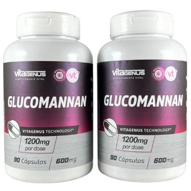 Imagem de Kit 2x Glucomannan 1200mg 90 Cápsulas Fibra Solúvel Formato Cápsula Vegetal VitaGenus